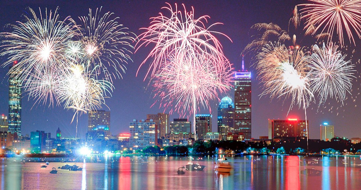 Fireworks in Boston for Fourth of July 